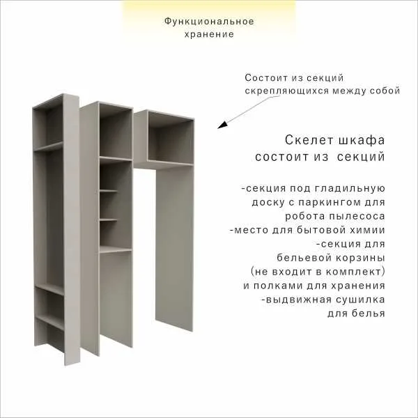 Шкаф для стиральной и сушильной машин с встроенной гладильной доской — изображение 9