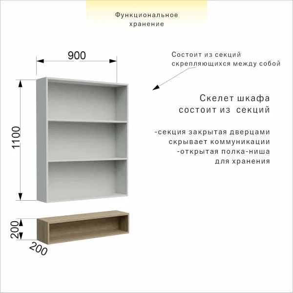 Шкаф над инсталляцией с полкой — изображение 7