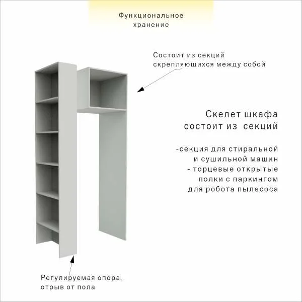 Шкаф постирочная 90 см для стиральной и сушильной машин в колонну — изображение 7