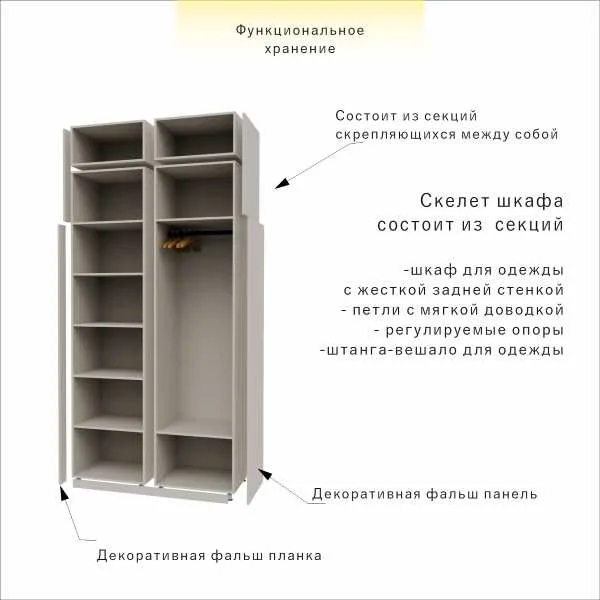 Шкаф для одежды и вещей высокий 270х120х58 см — изображение 9