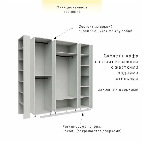 Шкаф модульный для одежды и вещей 240х215х58 см — изображение 9